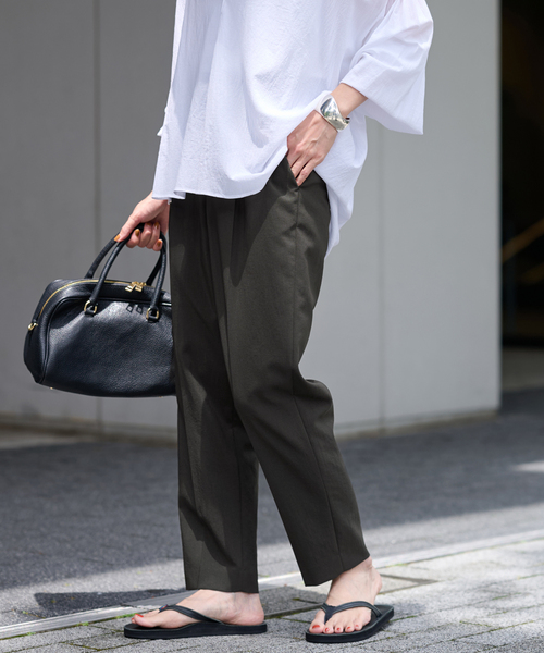 FRAMeWORK イージーワークパンツ フレームワーク FRAMeWORK 綿麻イージーパンツ （ネイビー