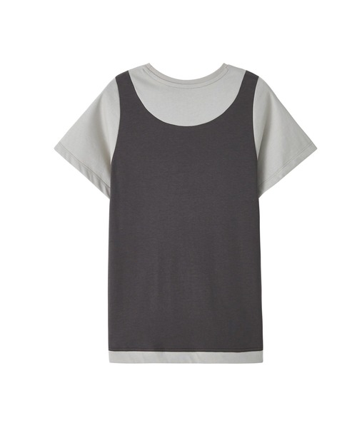 tageechita(タジチタ)の「【tageechita】レイヤードライク 配色Tシャツ(Tシャツ/カットソー・レディース・グレー/ブラック・S/M/L)」の10枚目の写真