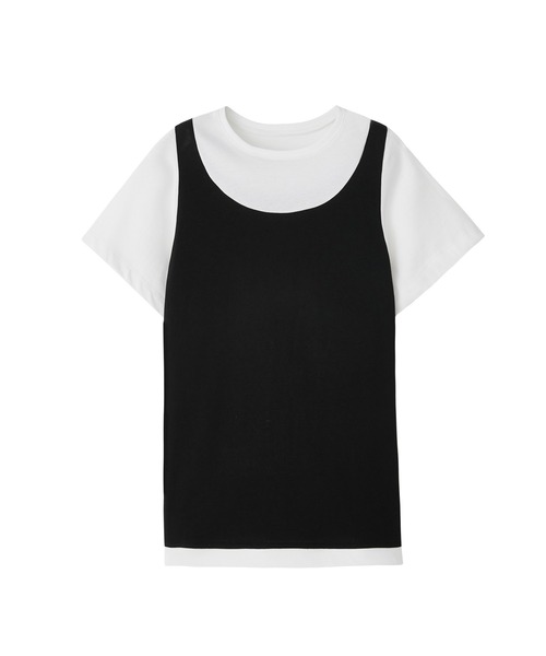 tageechita(タジチタ)の「【tageechita】レイヤードライク 配色Tシャツ(Tシャツ/カットソー・レディース・グレー/ブラック・S/M/L)」の9枚目の写真