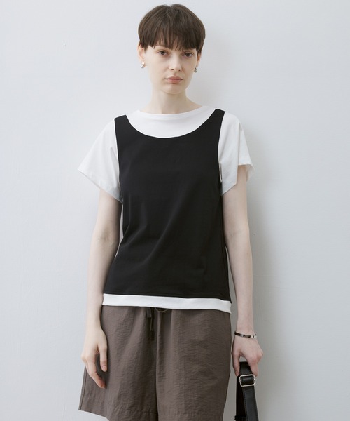 tageechita(タジチタ)の「【tageechita】レイヤードライク 配色Tシャツ(Tシャツ/カットソー・レディース・グレー/ブラック・S/M/L)」の14枚目の写真