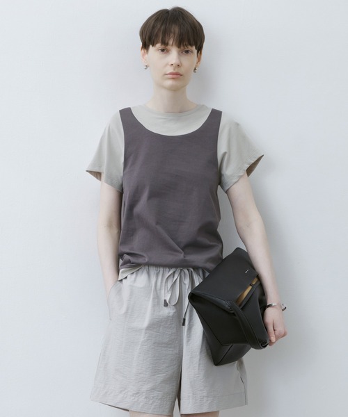 tageechita(タジチタ)の「【tageechita】レイヤードライク 配色Tシャツ(Tシャツ/カットソー・レディース・グレー/ブラック・S/M/L)」の15枚目の写真