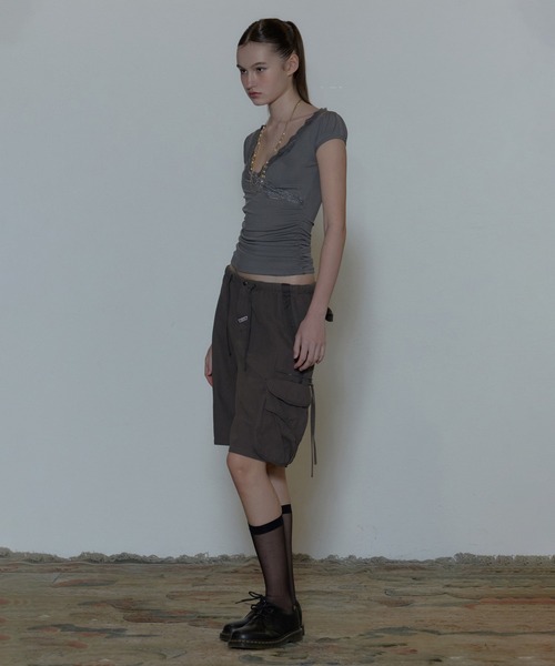 SCULPTOR（スカルプター）の「Lace Trim Wrap Tee/レーストリム