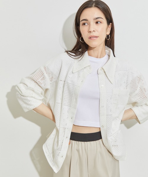 le cercle ADAM ET ROPE'(ルセルクルアダムエロペ)の「パネルレース羽織シャツ(シャツ/ブラウス・レディース・ブラック/ホワイト/クリーム・FREE)」の1枚目の写真