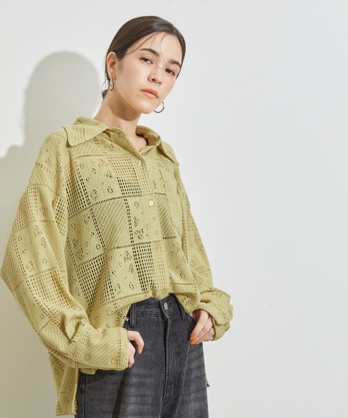 le cercle ADAM ET ROPE'(ルセルクルアダムエロペ)の「パネルレース羽織シャツ(シャツ/ブラウス・レディース・ブラック/ホワイト/クリーム・FREE)」の3枚目の写真