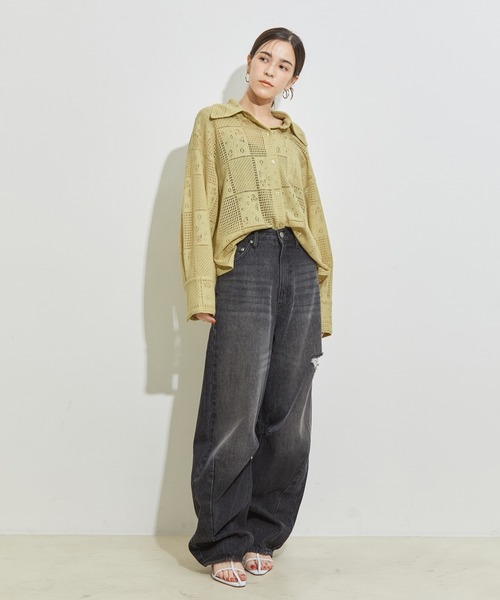 le cercle ADAM ET ROPE'(ルセルクルアダムエロペ)の「パネルレース羽織シャツ(シャツ/ブラウス・レディース・ブラック/ホワイト/クリーム・FREE)」の12枚目の写真