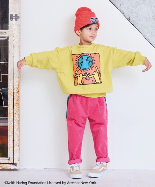 Keith Haring(キース・ヘリング)の「【Keith Haring /キースへリング】別注プリントトレーナー(スウェット・キッズ・ブラック/オフホワイト/マスタード/パープル・80/90/95/100/110/120/130/140/150)」の12枚目の写真