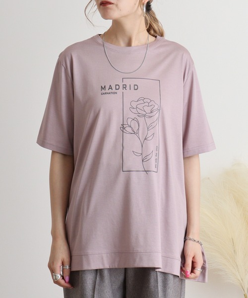 セール】BRODIAEA フラワー線画プリント 極サラTシャツ（Tシャツ