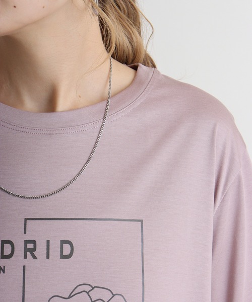 tシャツ BRODIAEA フラワー線画プリント　極サラTシャツ レディース tシャツ BRODIAEA フラワー線画プリント 極サラTシャツ
