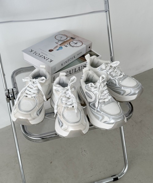 セール】メタリックボリュームソール厚底スニーカー（スニーカー