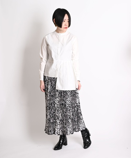 MARAI（マーライ）の「プリーツロングスカート ウエストゴム レオパード柄 パイソン柄（スカート・レディース・ブラック/グレー/ベージュ/ブラウン・FREE）」の11枚目の写真