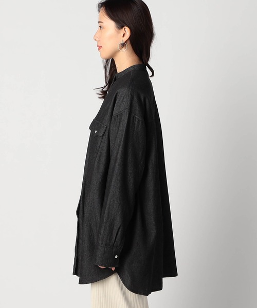 Grand PARK(グランドパーク)の「ウエスタン風 ノーカラーデニムシャツ(シャツ/ブラウス・レディース・ブラック/ブルー/ワンウォッシュ・FREE)」の13枚目の写真