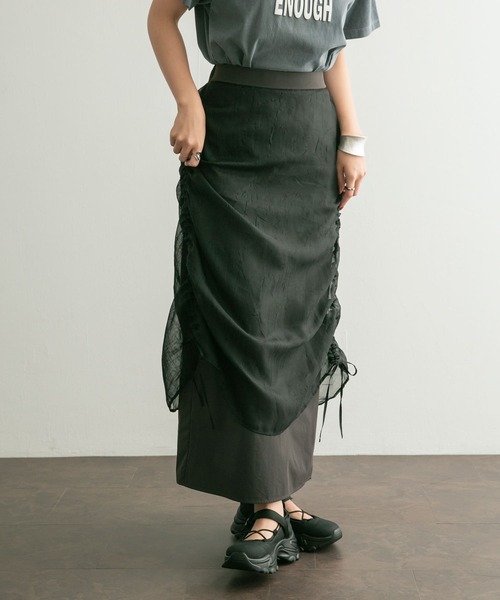 KBF（ケイビーエフ）の「シアーレイヤードスカート（スカート・レディース・ブラック/グレー・ONE）」の2枚目の写真