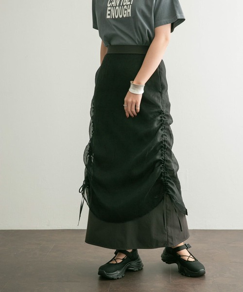 KBF（ケイビーエフ）の「シアーレイヤードスカート（スカート・レディース・ブラック/グレー・ONE）」の3枚目の写真