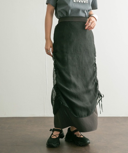 KBF（ケイビーエフ）の「シアーレイヤードスカート（スカート・レディース・ブラック/グレー・ONE）」の4枚目の写真