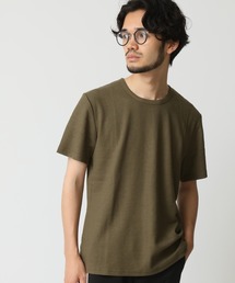 選べる首元 サーマル素材 ワッフル クルーネック＆ヘンリーネック　半袖Tシャツ