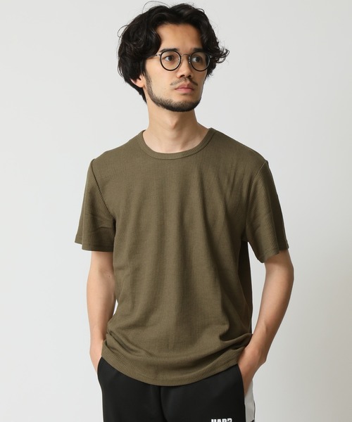 ARCADE（アーケード）の「選べる首元 サーマル素材 ワッフル クルーネック＆ヘンリーネック　半袖Tシャツ（Tシャツ/カットソー・メンズ・カーキ系1/ブラック系1/ブラック系2/ホワイト系1/ホワイト系2/グレー系2・M/L/LL）」の10枚目の写真