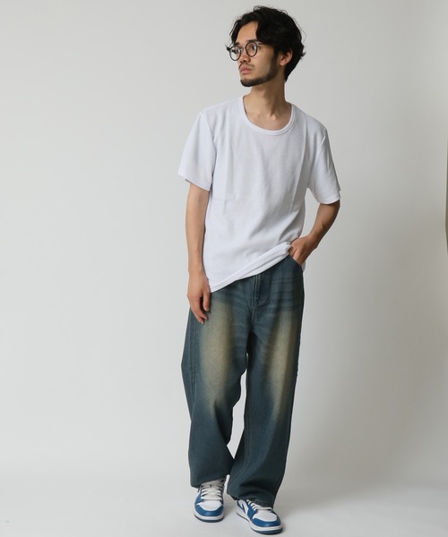 ARCADE（アーケード）の「選べる首元 サーマル素材 ワッフル クルーネック＆ヘンリーネック　半袖Tシャツ（Tシャツ/カットソー・メンズ・カーキ系1/ブラック系1/ブラック系2/ホワイト系1/ホワイト系2/グレー系2・M/L/LL）」の13枚目の写真