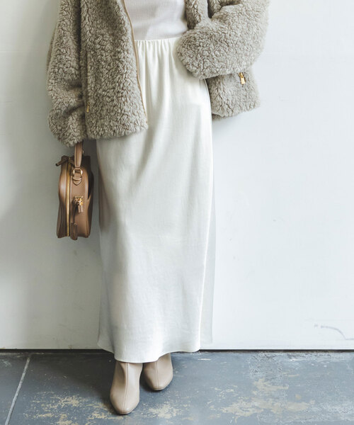 Noble（ノーブル）の「《追加》ナローAラインサテンスカート（スカート・レディース・ブラウン/ベージュ/ホワイト・FREE）」の8枚目の写真