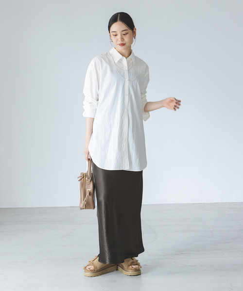 Noble（ノーブル）の「《追加》ナローAラインサテンスカート（スカート・レディース・ブラウン/ベージュ/ホワイト・FREE）」の22枚目の写真