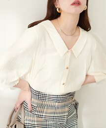深V衿付きブラウス