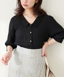 深V衿付きブラウス