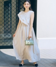 高身長　リネンライクマルチウェイフリル衿ワンピース（トールサイズ）Essenave