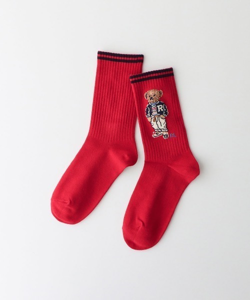 POLO RALPH LAUREN(ポロ ラルフ ローレン)の「POLO RALPH LAUREN レディース オーガニックコットン混 スポーツプレッピーベア クルーソックス 03207456(ソックス/靴下・レディース・ネイビー/レッド/ライトグレー/オフホワイト・23-25cm)」の4枚目の写真