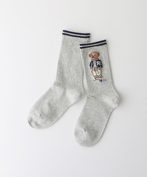 POLO RALPH LAUREN(ポロ ラルフ ローレン)の「POLO RALPH LAUREN レディース オーガニックコットン混 スポーツプレッピーベア クルーソックス 03207456(ソックス/靴下・レディース・ネイビー/レッド/ライトグレー/オフホワイト・23-25cm)」の1枚目の写真