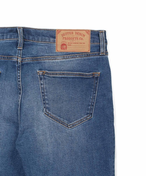 The DUFFER of ST.GEORGE（ザダファーオブセントジョージ）の「JAPAN FABRICK JEANS "UW"：国産生地 ユーズドウォッシュ ナチュラルストレッチ スキニーデニム 5ポケットジーンズ（デニムパンツ・メンズ・ライトインディゴブルー・SMALL/MEDIUM/LARGE/X-LARGE）」の9枚目の写真