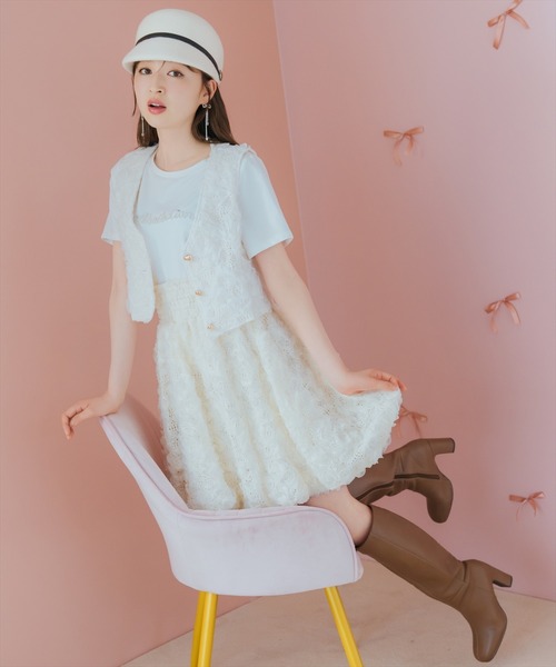 WILLSELECTION（ウィルセレクション）の「レースバルーンスカート（スカート・レディース・オフホワイト/ブラック/ライトベージュ・FREE）」の4枚目の写真