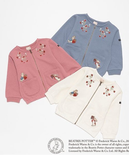 petit main(プティマイン)の「【ピーターラビット】苺刺繍ZIPカーデ(カーディガン/ボレロ・キッズ・アイボリー/ピンク/ブルー・120cm/110cm/100cm/90cm/80cm/130cm)」の13枚目の写真