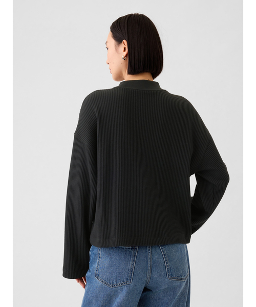 セール】オーバーサイズ モックネック ワッフルTシャツ（Tシャツ