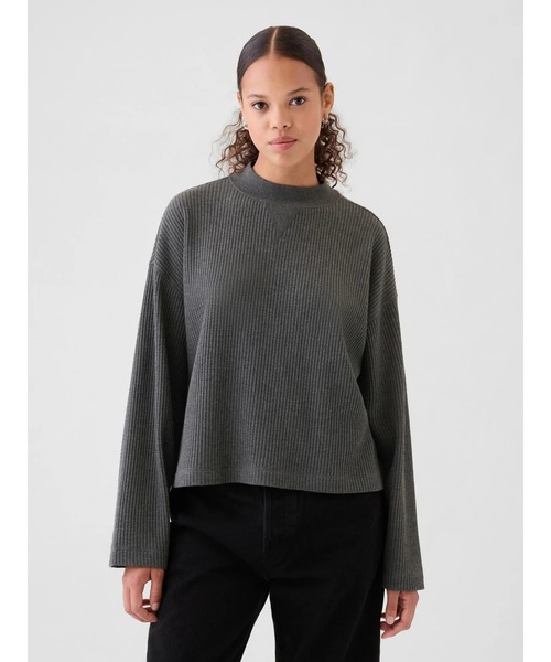 セール】オーバーサイズ モックネック ワッフルTシャツ（Tシャツ