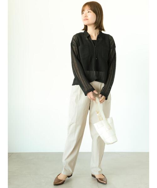 Lugnoncure（ルノンキュール）の「ラッセルレースシャツ（シャツ/ブラウス・レディース・オフホワイト/チャコールグレー/ブラック・F）」の6枚目の写真