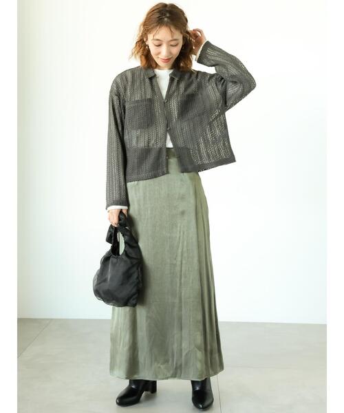 Lugnoncure（ルノンキュール）の「ラッセルレースシャツ（シャツ/ブラウス・レディース・オフホワイト/チャコールグレー/ブラック・F）」の11枚目の写真