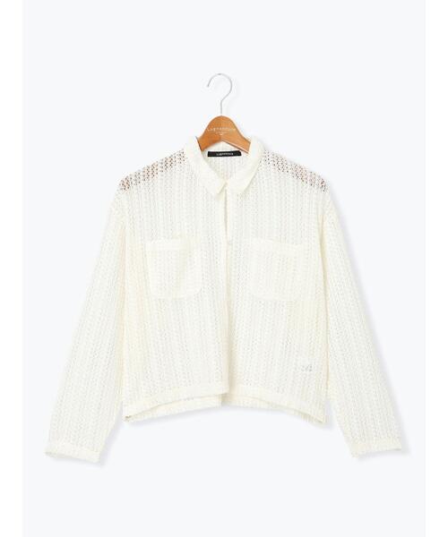 Lugnoncure（ルノンキュール）の「ラッセルレースシャツ（シャツ/ブラウス・レディース・オフホワイト/チャコールグレー/ブラック・F）」の14枚目の写真