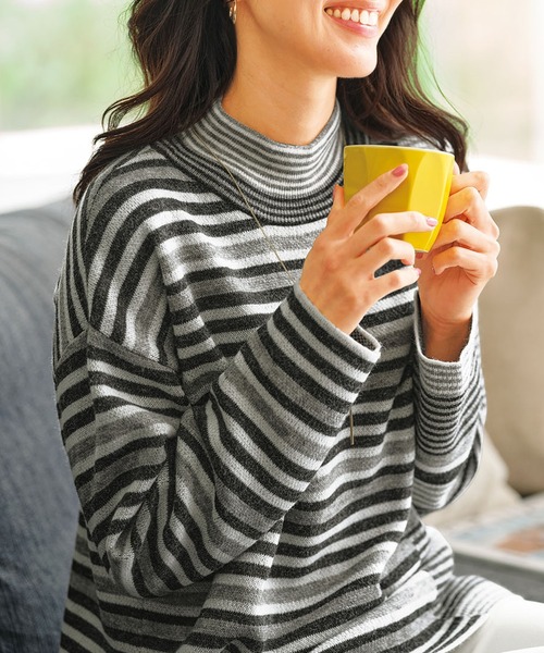 セール】マルチボーダー柄ニットチュニック（チュニック）｜BELLUNA