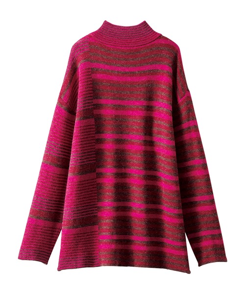 セール】マルチボーダー柄ニットチュニック（チュニック）｜BELLUNA