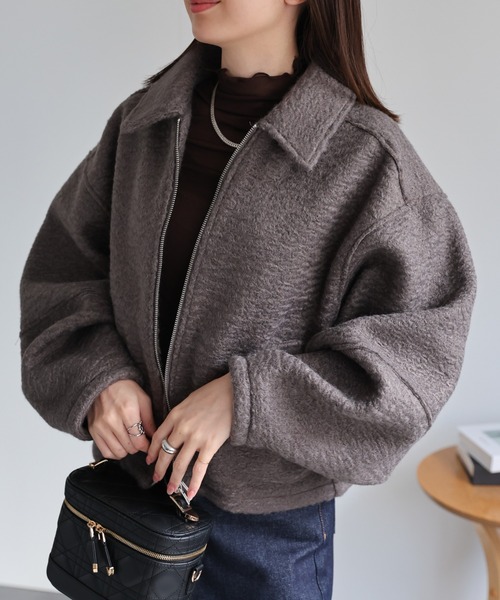 セール】ブークレステンカラー ダブルジップブルゾン/ジャケット