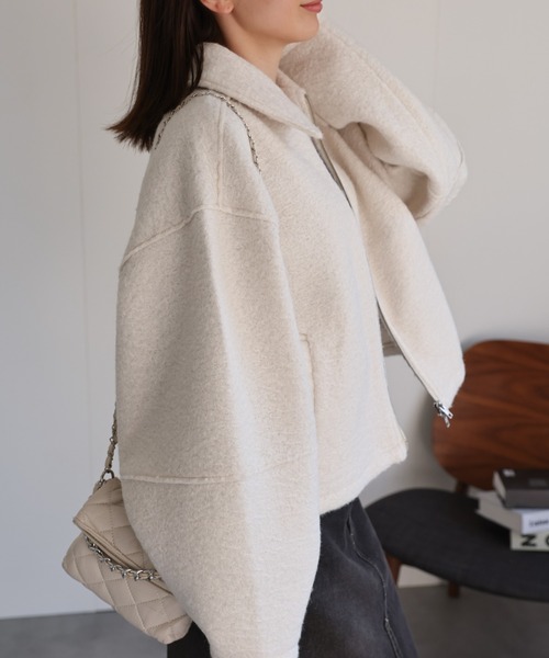 セール】ブークレステンカラー ダブルジップブルゾン/ジャケット