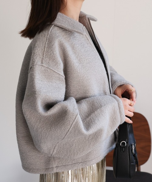 新品♡ダイアグラム 現行 ブークレーウールジャケット ブルゾン 白♡SALE中 新品♡ダイアグラム 現行 ブークレーウールジャケット ブルゾン 白