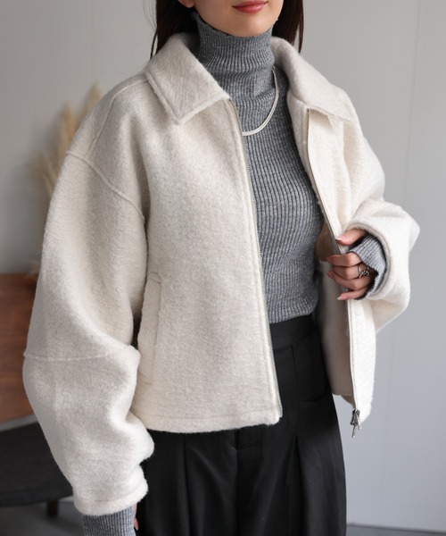 セール】ブークレステンカラー ダブルジップブルゾン/ジャケット