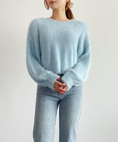 セール】シャギーラウンドニットプルオーバー(4色展開)（ニット