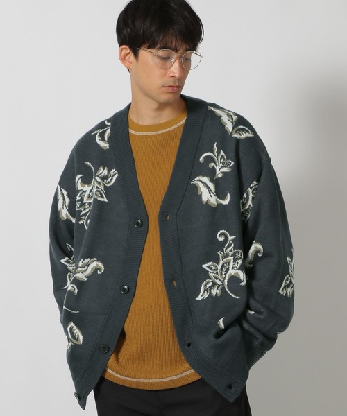 セール】リーフモチーフ柄カーディガン/146466（カーディガン/ボレロ
