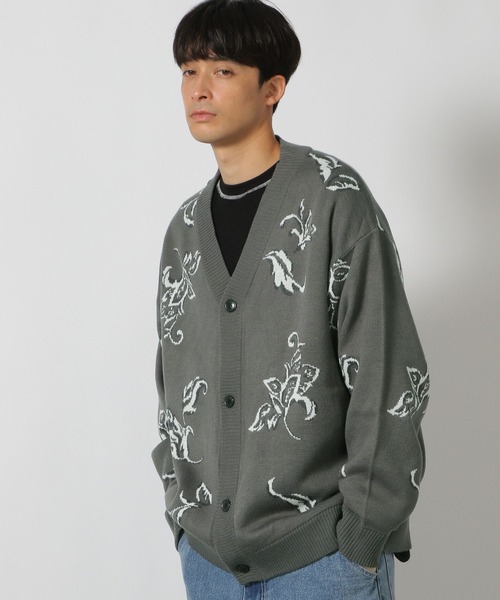 LEONARD 総柄カーディガン エレガント フラワー ゆったり ロゴボタン LEONARD 総柄カーディガン エレガント フラワー ゆったり ロゴボタン