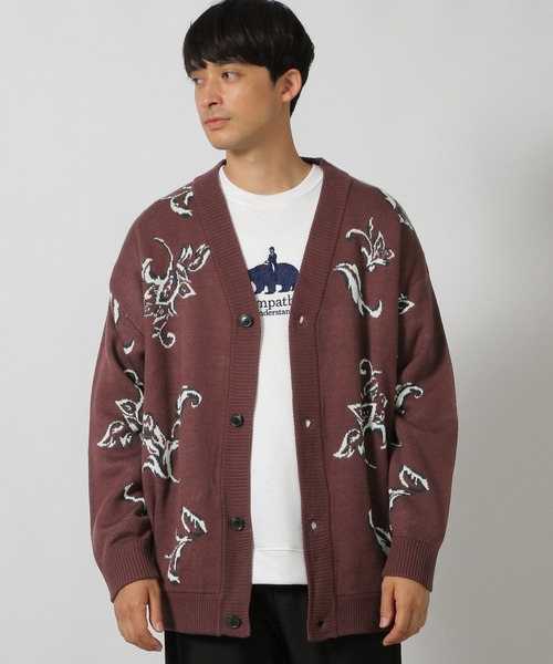 セール】リーフモチーフ柄カーディガン/146466（カーディガン/ボレロ