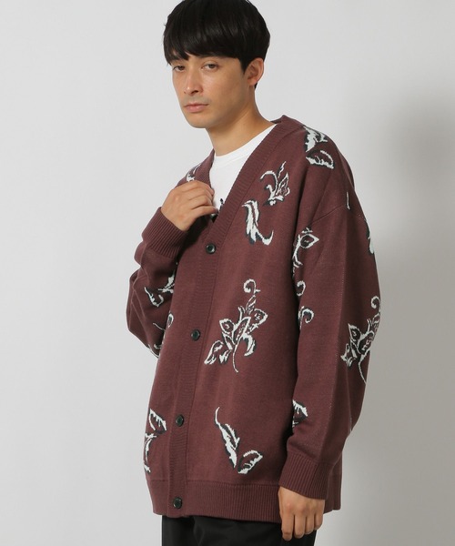 セール】リーフモチーフ柄カーディガン/146466（カーディガン/ボレロ
