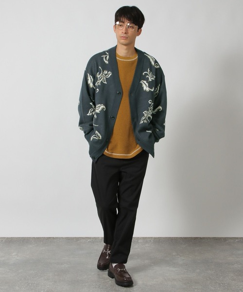 LAKOLE(ラコレ)の「リーフモチーフ柄カーディガン/146466(カーディガン/ボレロ・メンズ・チェリーレッド/グレー/ネイビー・LARGE/MEDIUM/X-LARGE)」の7枚目の写真