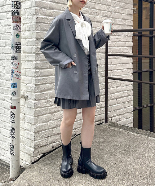 w closet（ダブルクローゼット）の「【セットアップ対応】リボンドロストスカート（スカート・レディース・ブラウン/キャメル/グレー・FREE）」の4枚目の写真