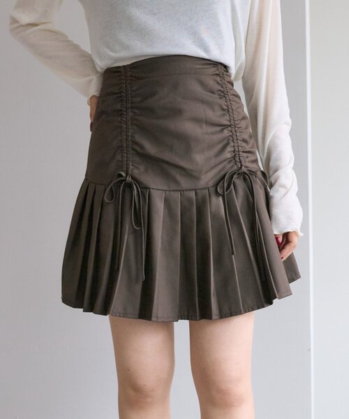 w closet（ダブルクローゼット）の「【セットアップ対応】リボンドロストスカート（スカート・レディース・ブラウン/キャメル/グレー・FREE）」の9枚目の写真